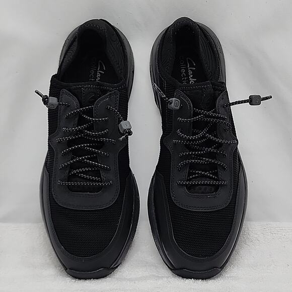 CLARKS NEW-DAVIS LOW TOP MENS ■SIZE 8■COLORWAY COMBI BLACK CANVAS ELASTIC-LACES - Picture 13 of 16